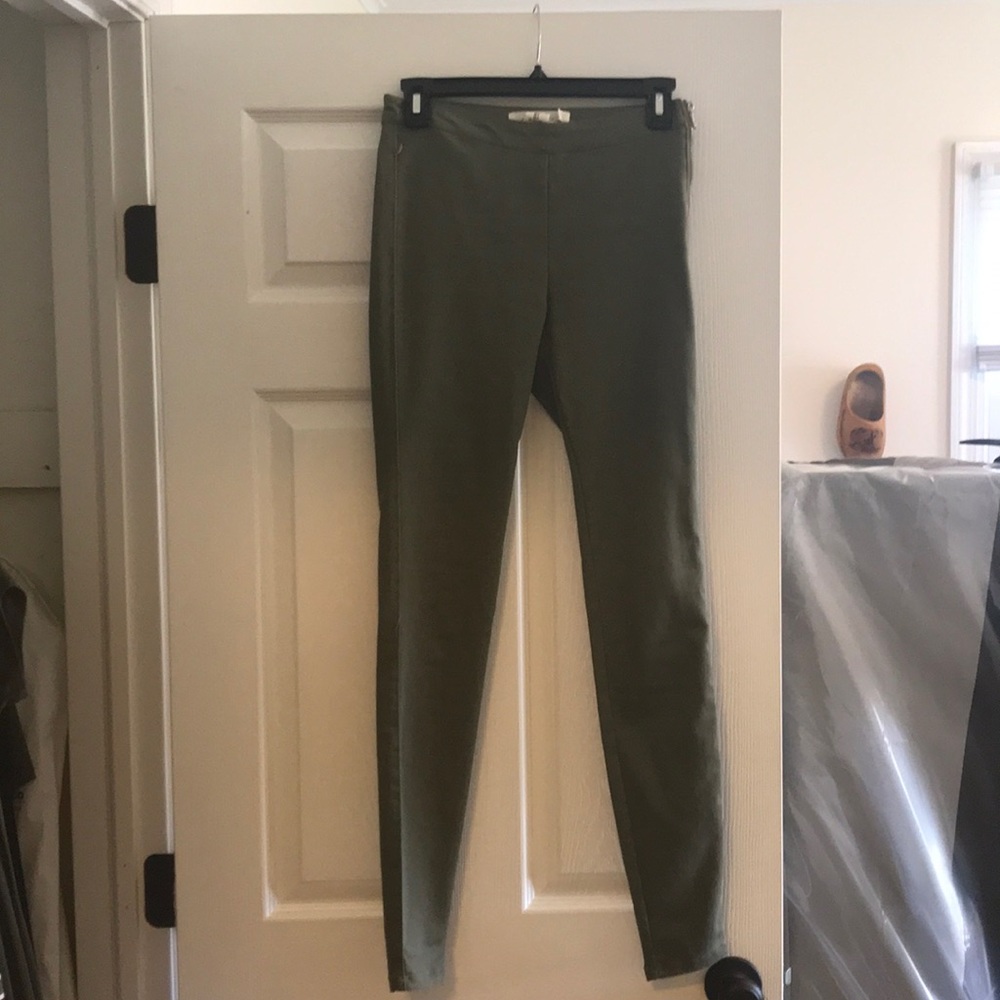 Olive stretch twill cigarette pants